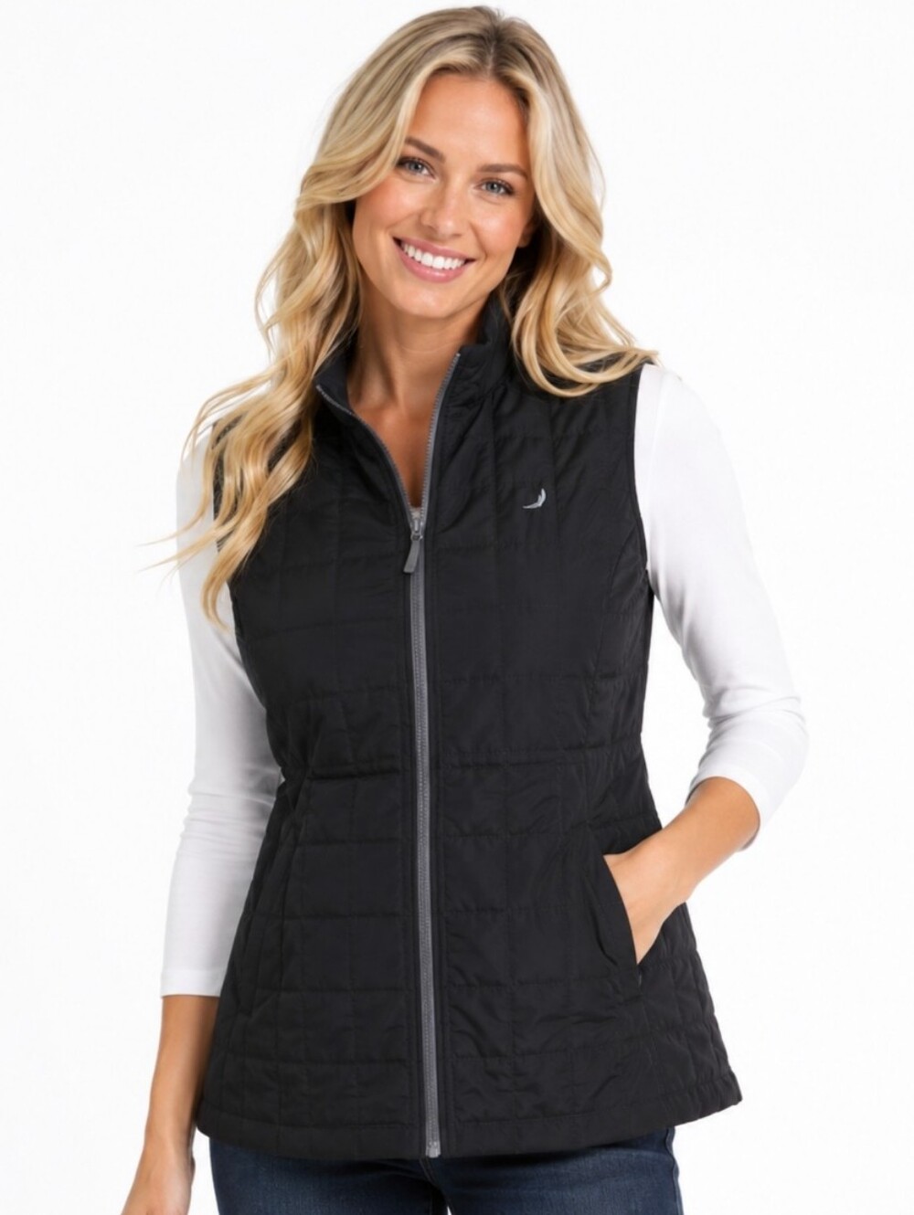 Exertek Black Plus Quilted Zip-Front Women's Vest (Size:1x)